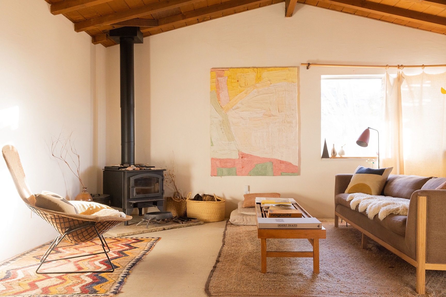 modern living room with stove fireplace