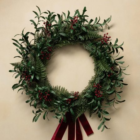  evergreen and holy berry faux wreath