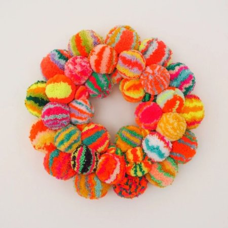  striped multicolor pompom wreath