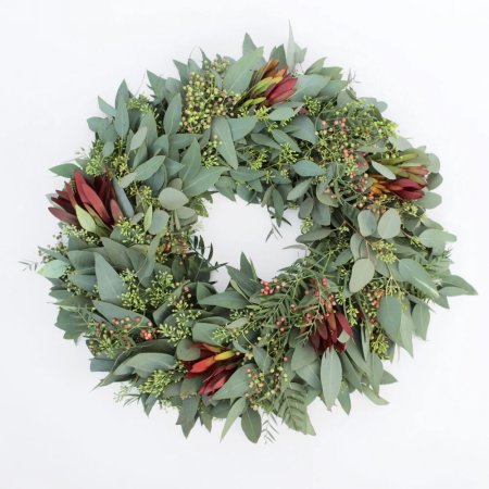  fresh eucalyptus and red berry wreath