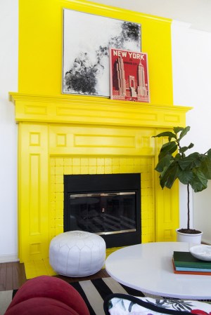 before-and-after: bright and colorful fireplace makeover