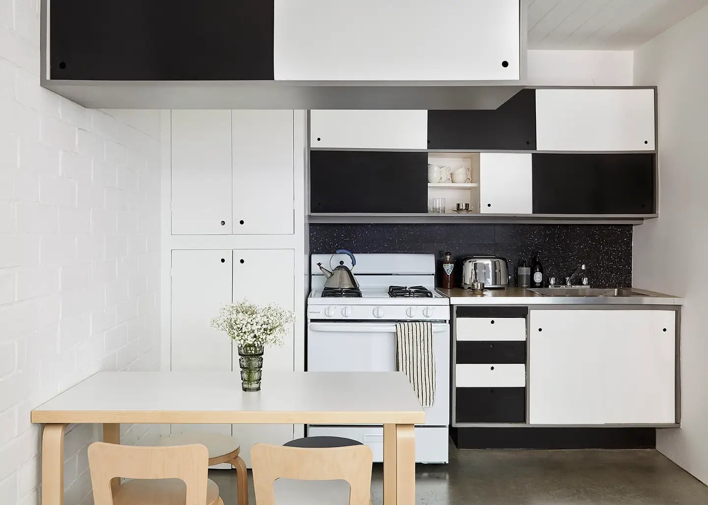 black and white kitchen