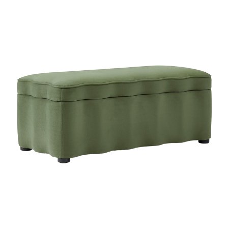  Scalloped green storage bench