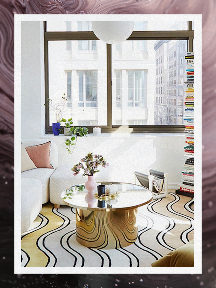 Brass Coffee Table in White Painted Living Room