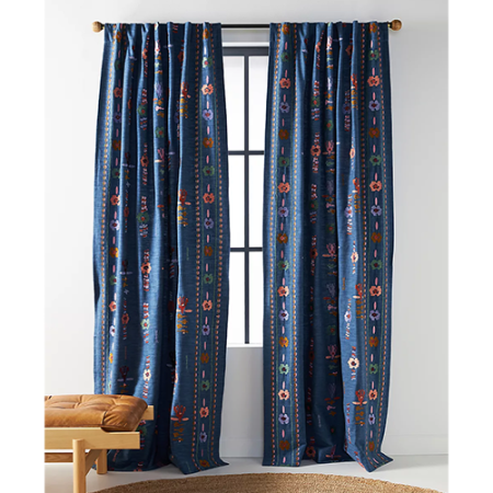  Blue Embroidered Curtains by Anthropologie