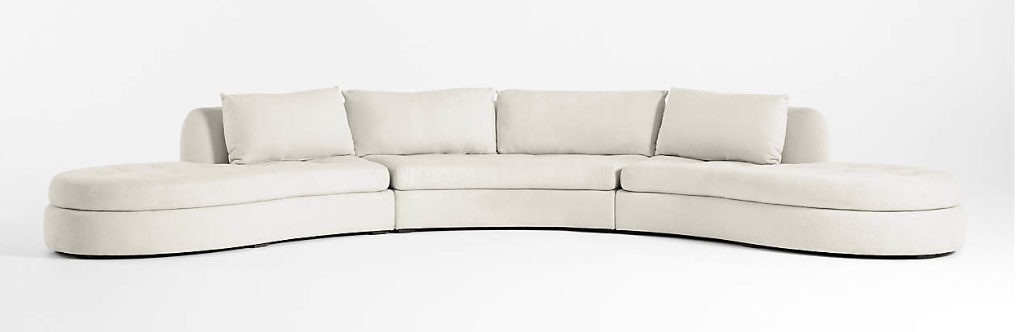  Long white curved sofa