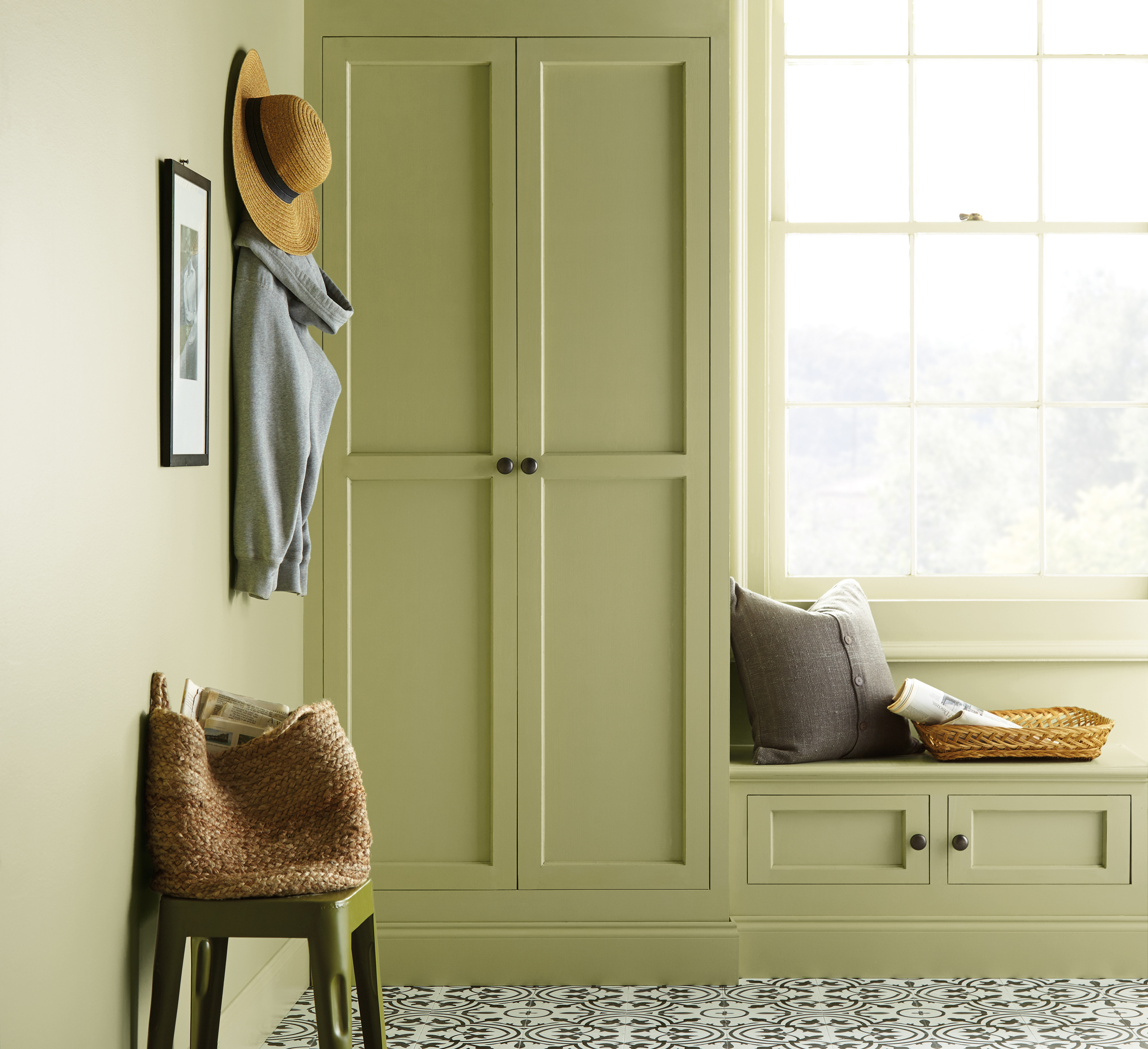 light green mudroom