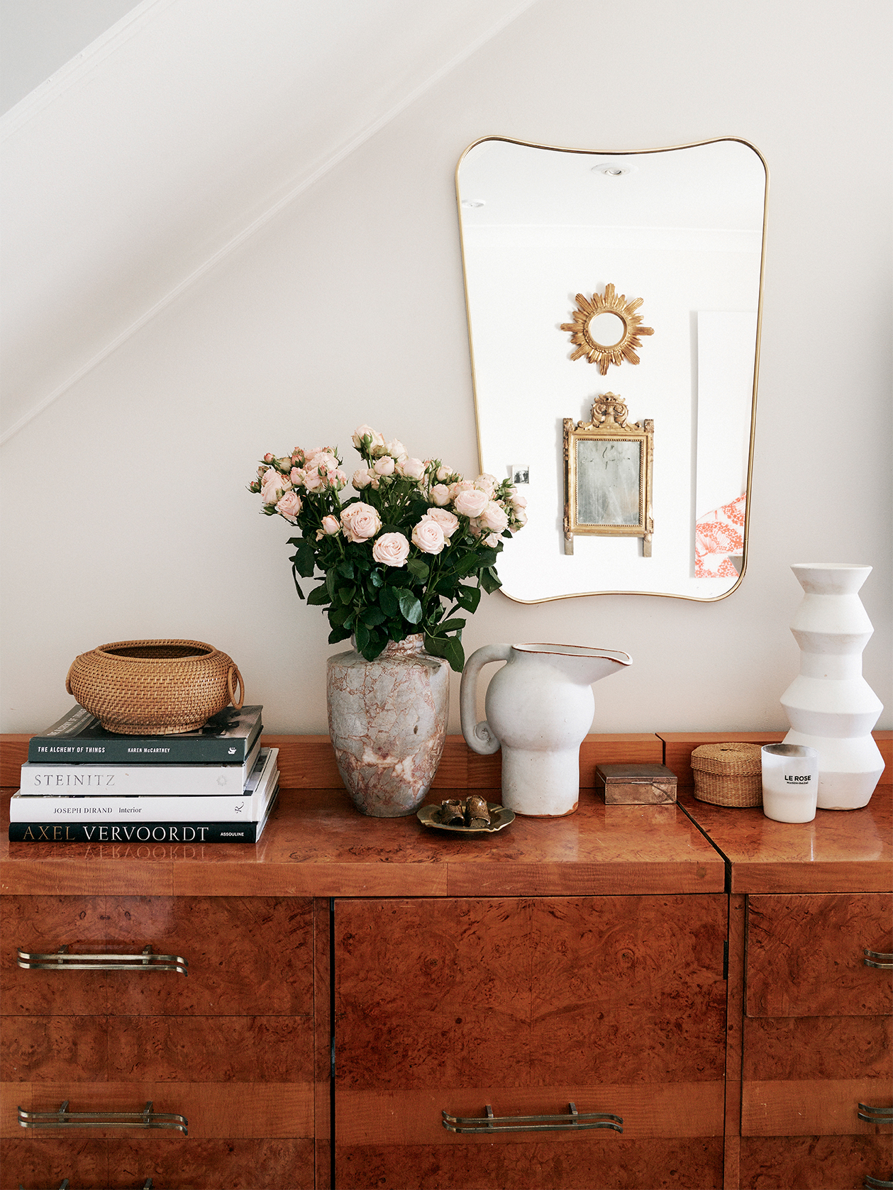 Dresser with vases.