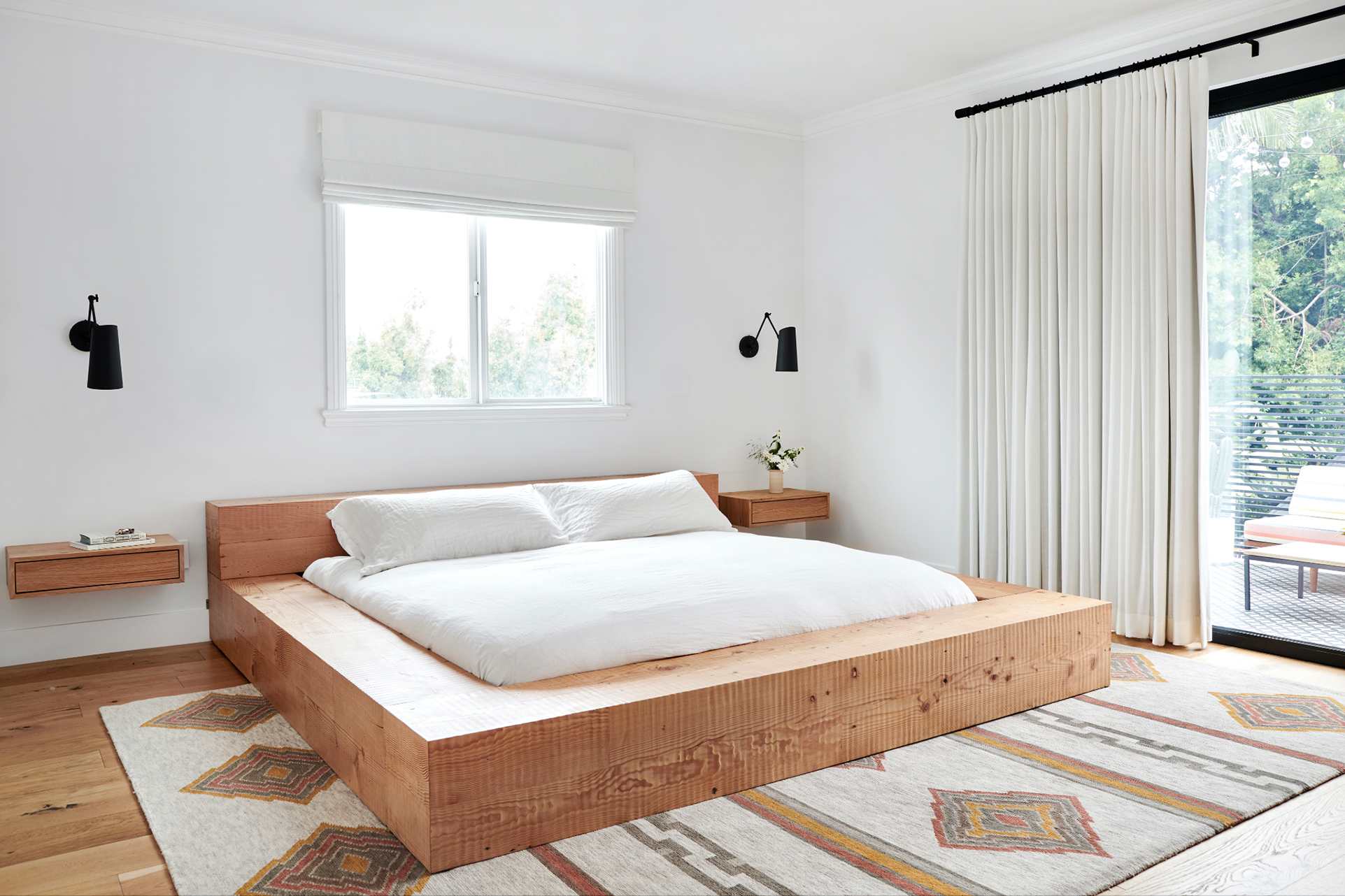 low sittign wood platform bed
