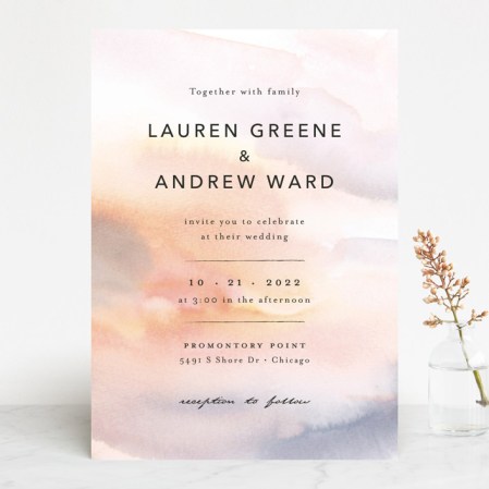  blurry watercolor wedding invite