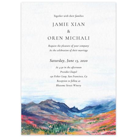  wedding invitation with mountains