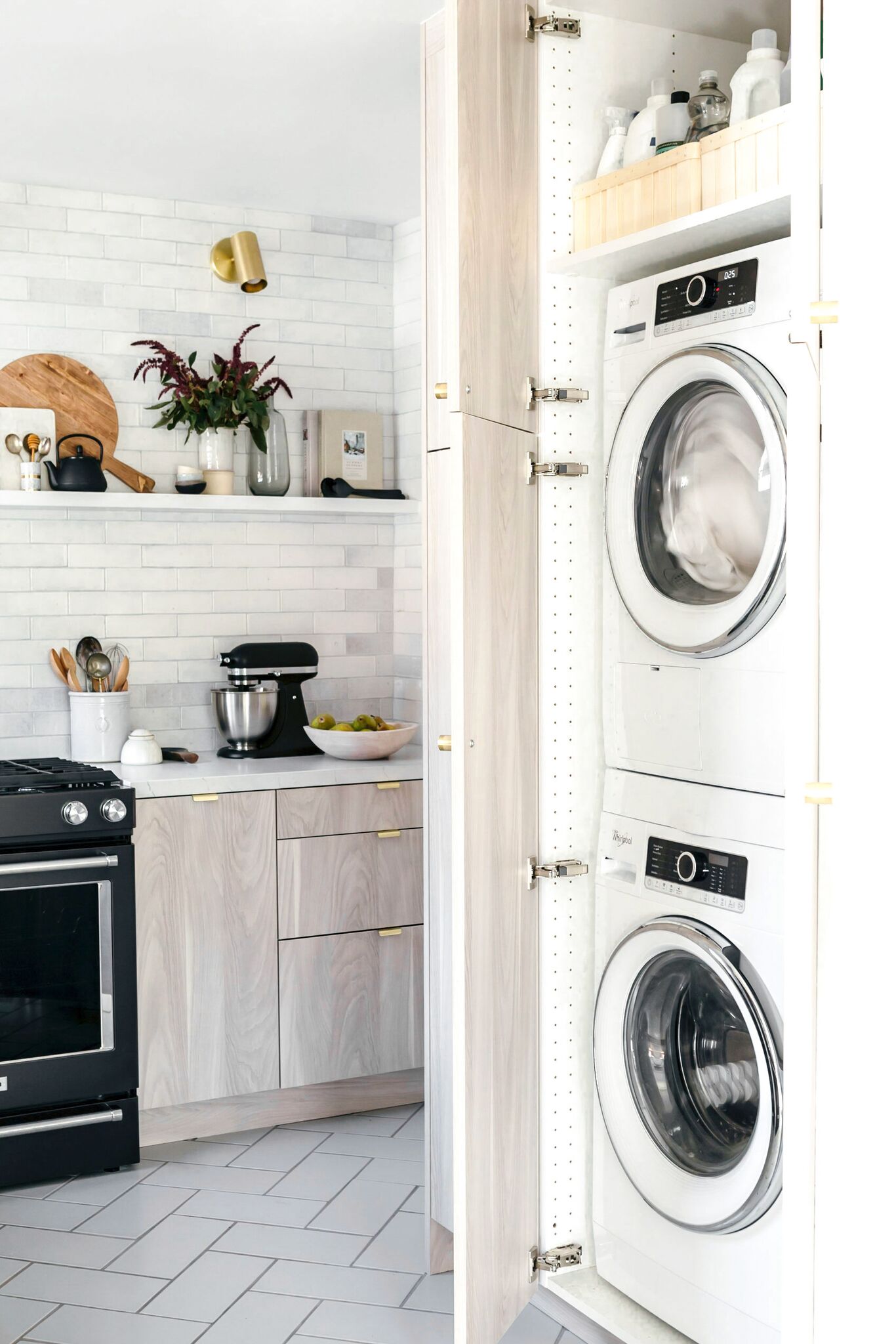 laundry closet in a kitchen