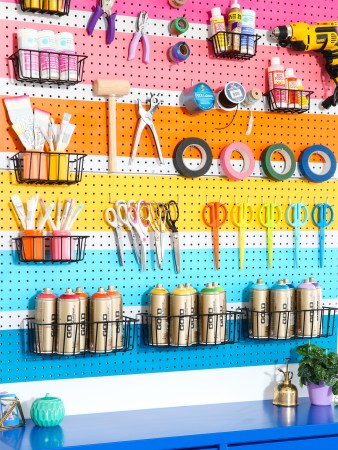 rainbow pegboard wall