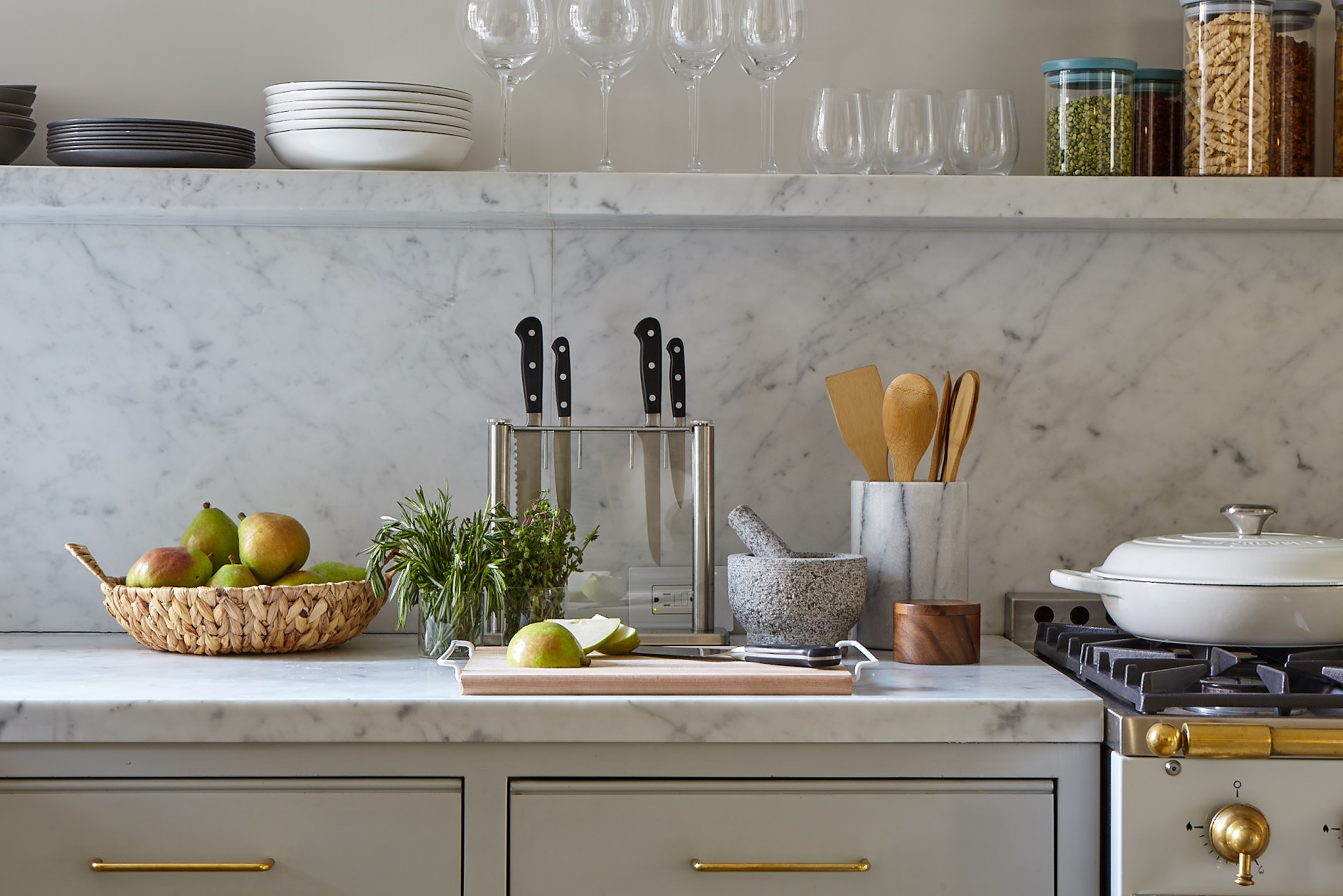 kitchen stocked with canisters