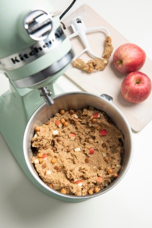 cookie dough in a stand mixer