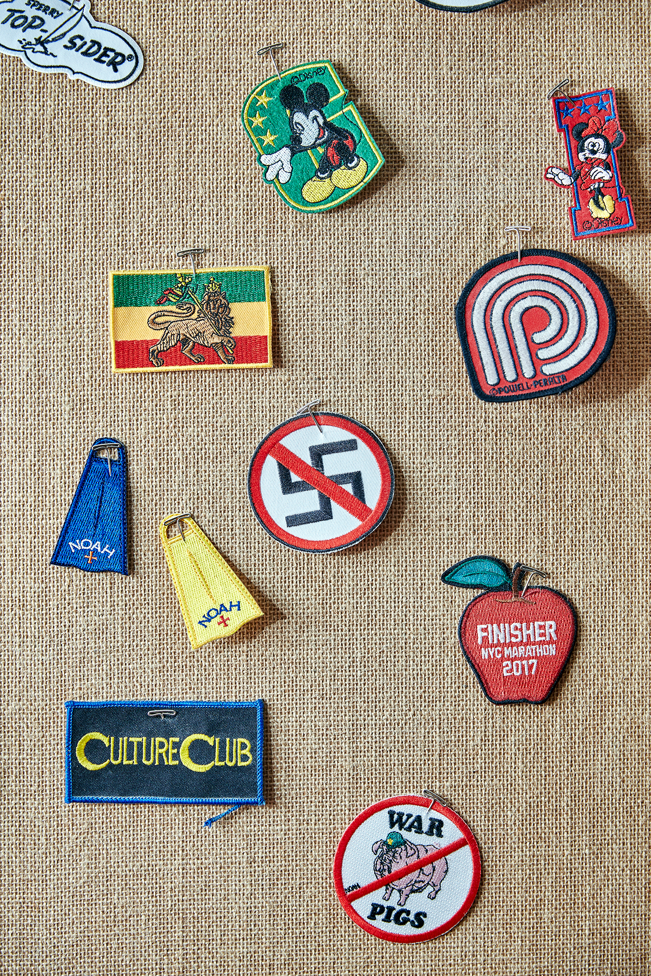 close up of pins on the wall