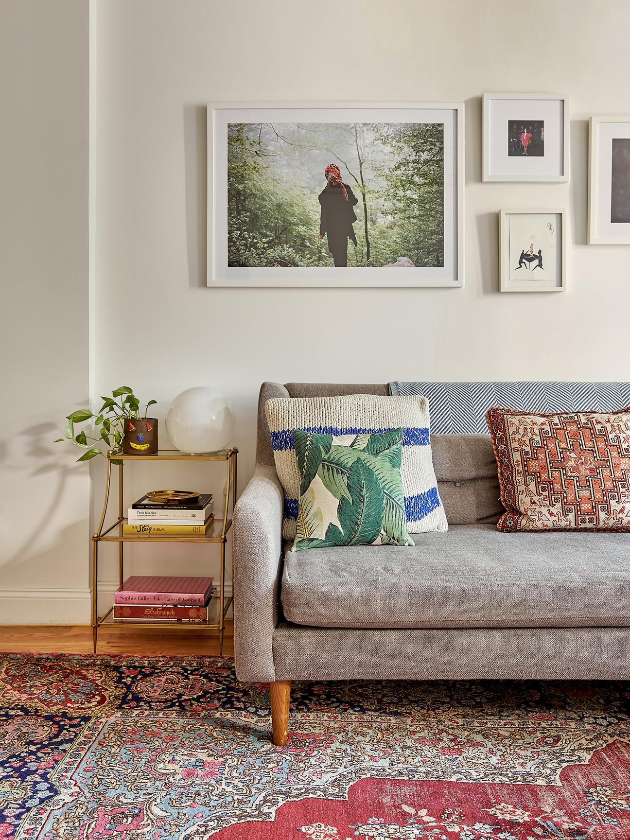 Living room with artwork on walls