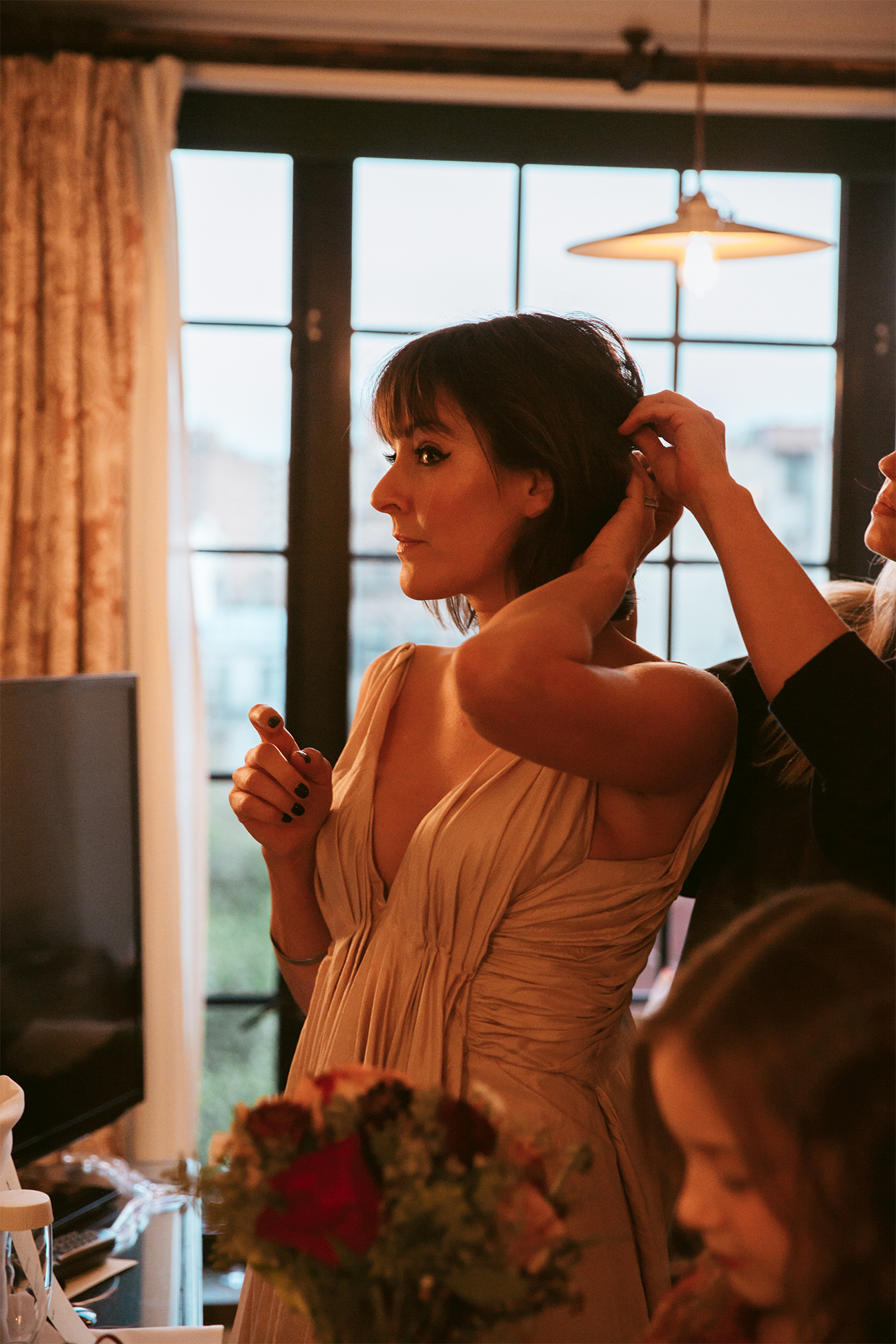 woman getting hair done