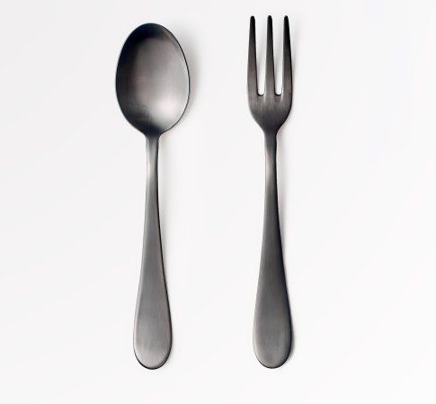  black satin serving spoon and fork