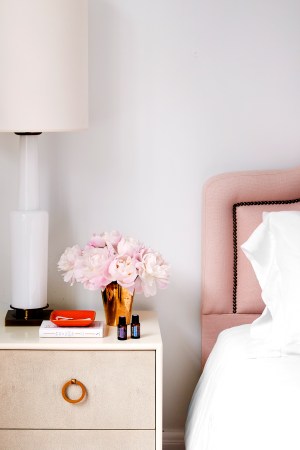 Pink bedroom with flowers