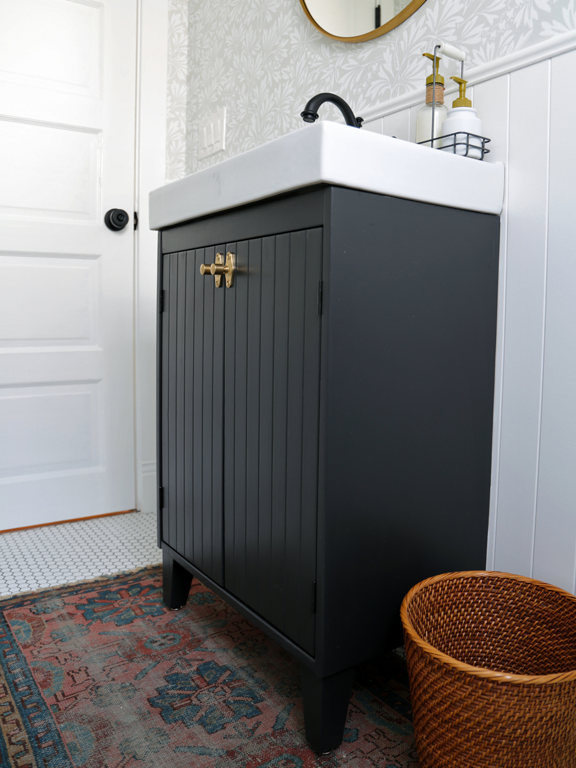 black small sink vanity