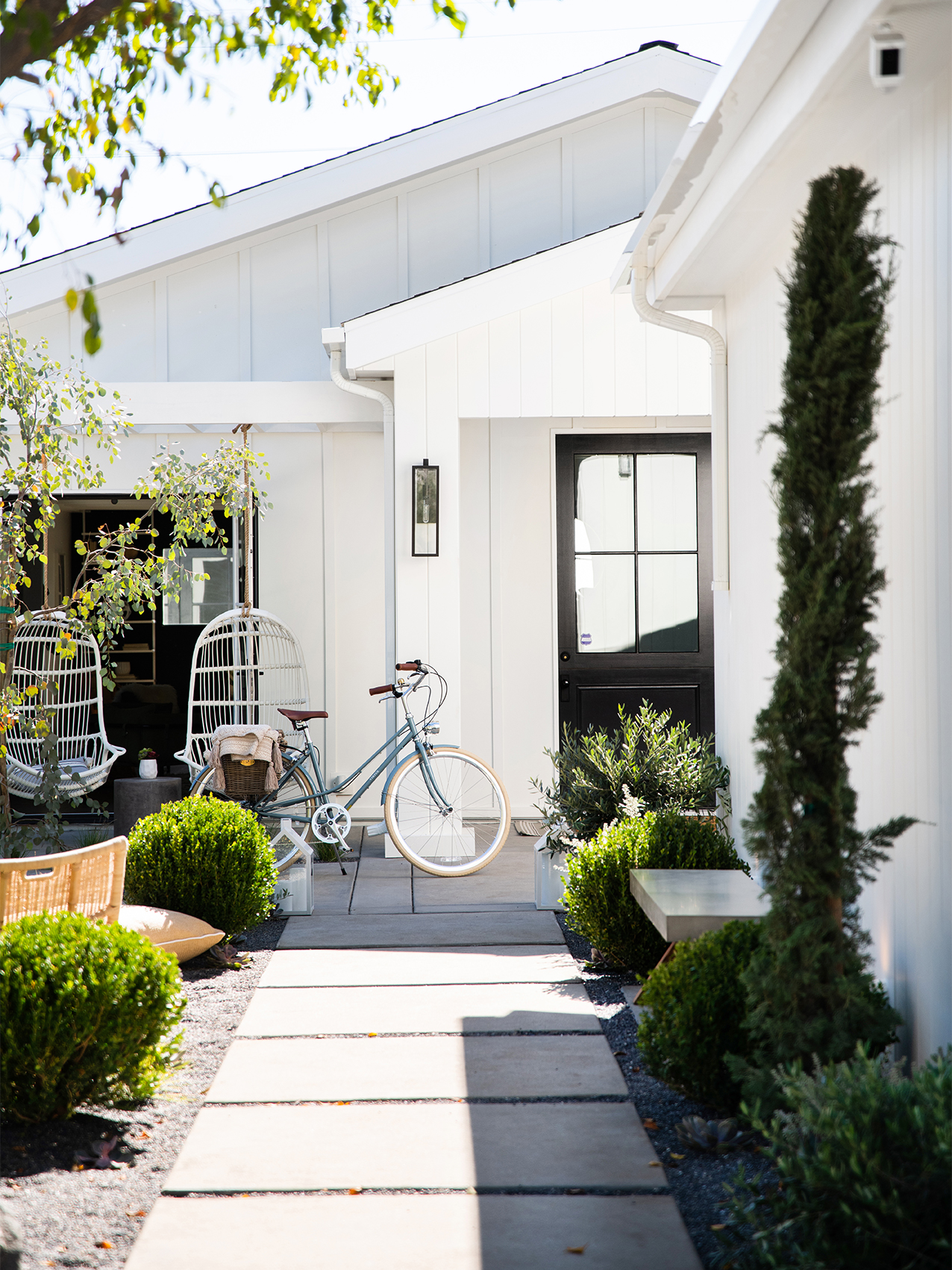 white board and batten house exterior