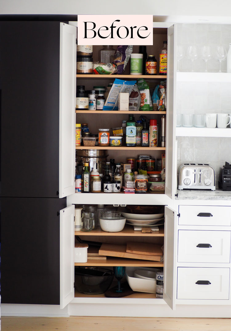 before image of a cluttered pantry