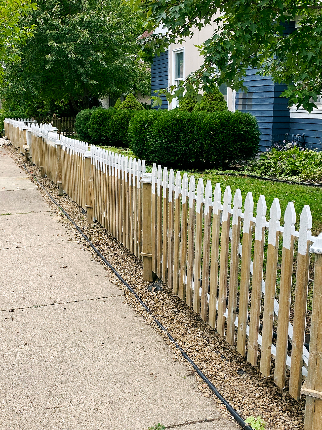 partly painted fence