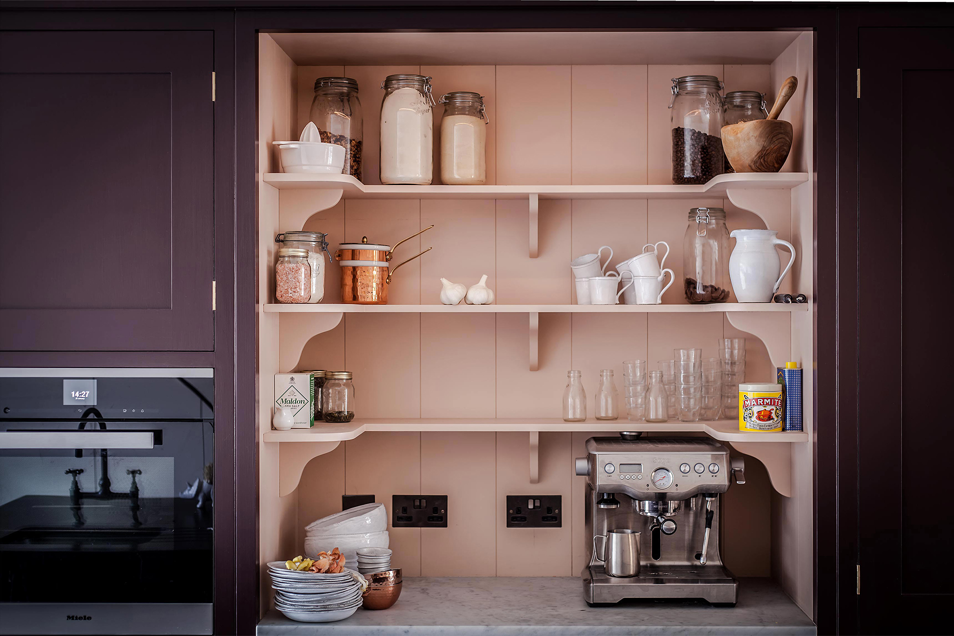 pink and purple painted coffee nook