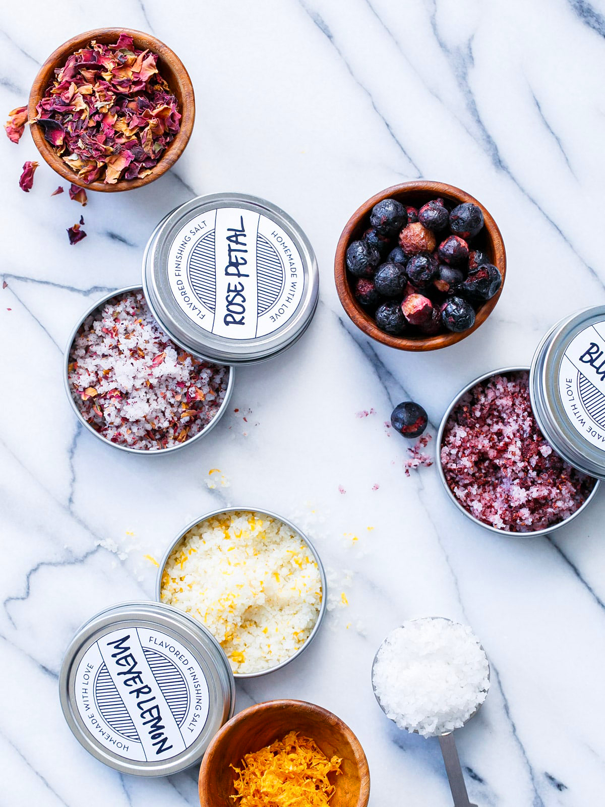 Finishing salts in jars.