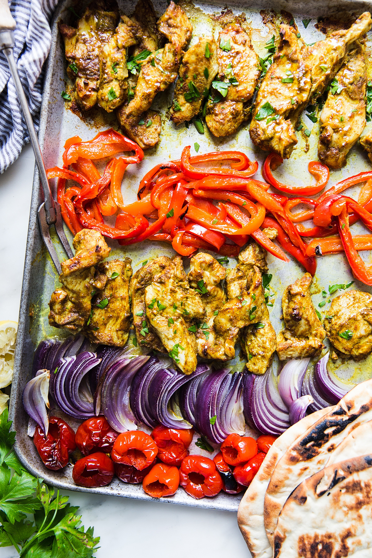 chicken shawarma sheet pan