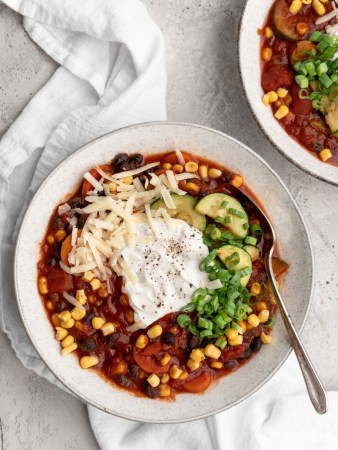 Bowl full of vegetable chili