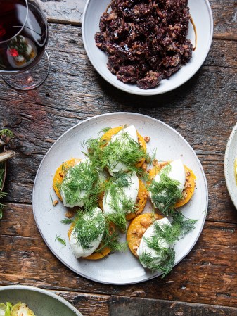 sweet potatoes topped with cream