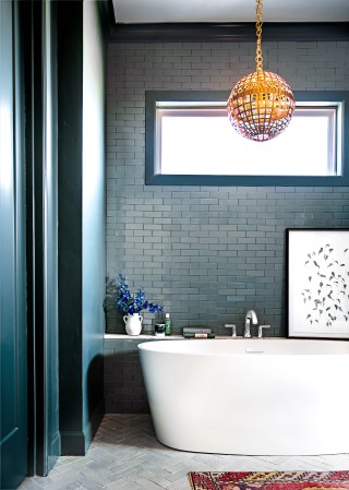 Glossy Tiles and a Lick of Teal Paint Give This Bathroom a Dose of Attitude