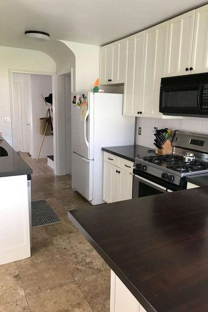 old kitchen with white cabinets