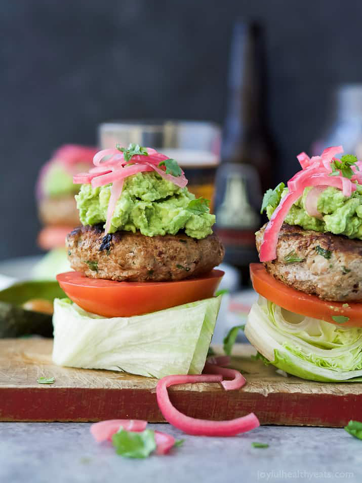 open face burger on lettuce