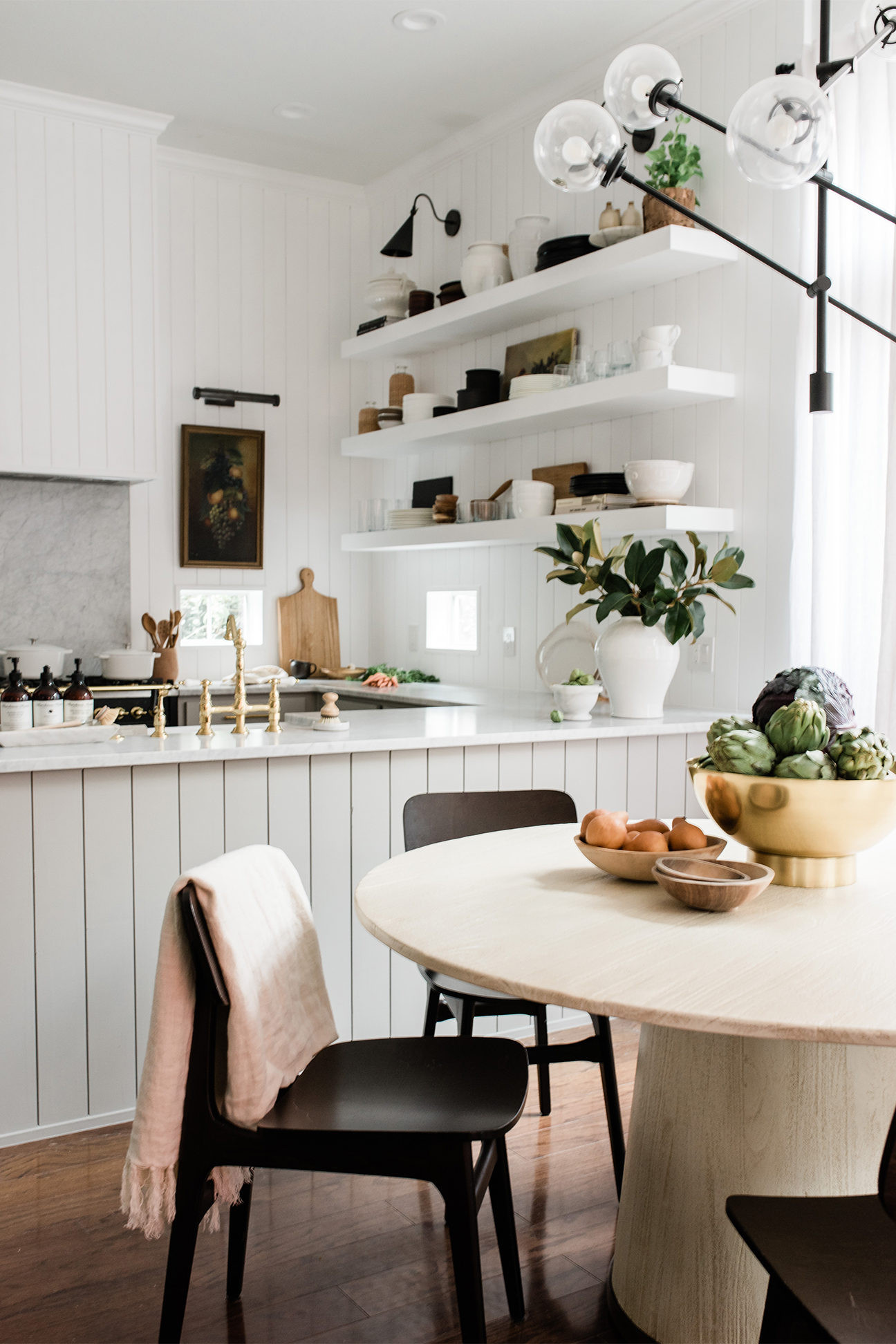 breakfast nook in white kitchen