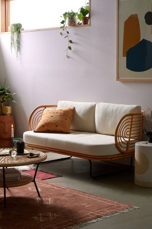 rattan curved sofa in living room