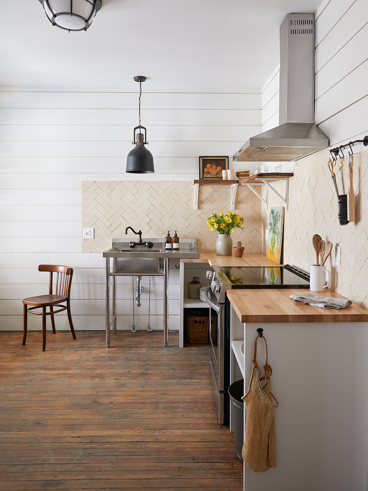 neutral colored open kitchen