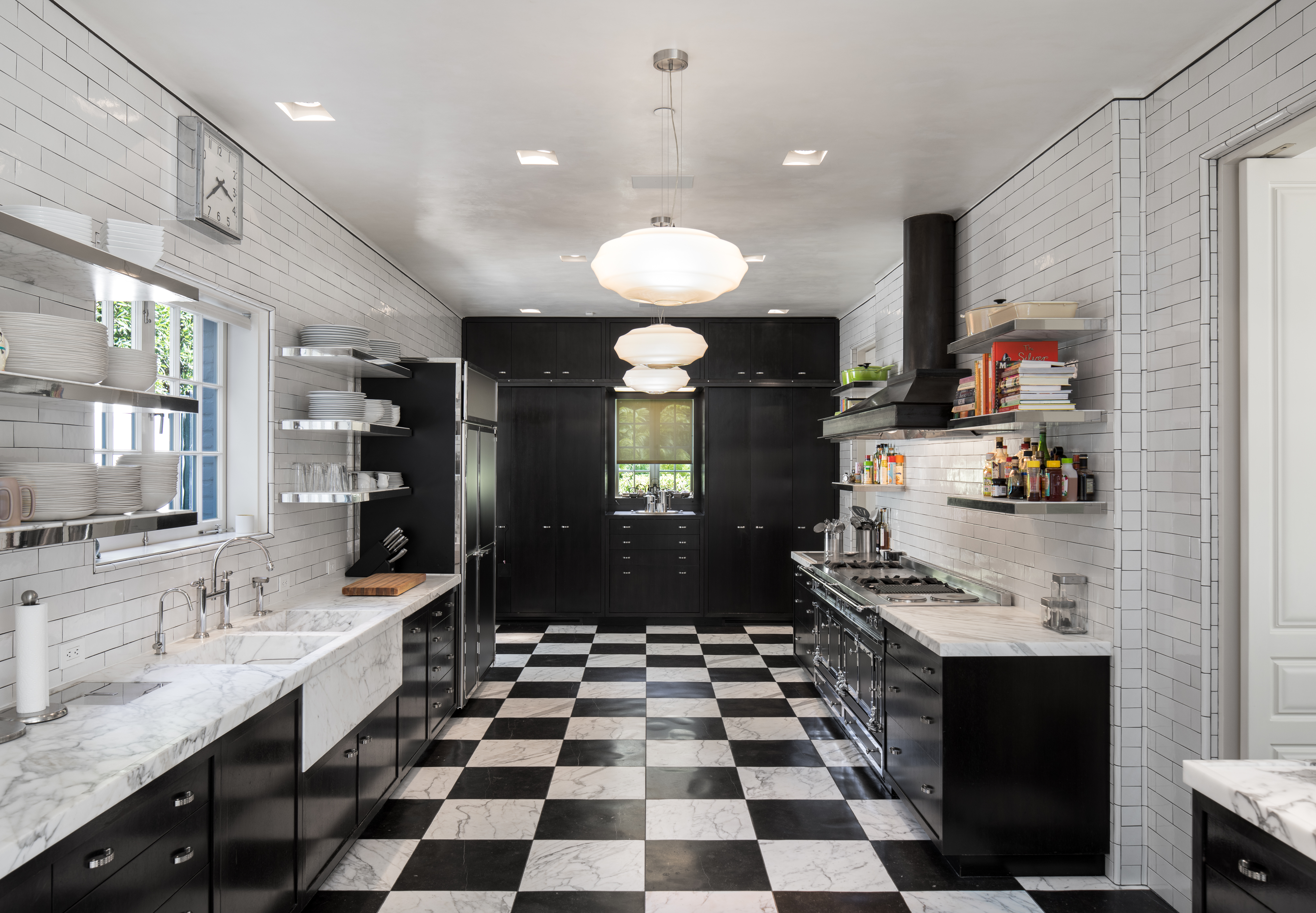 kitchen with black and white check floors