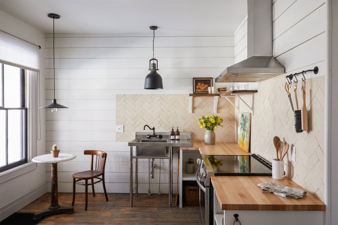 open floor plan beige kitchen