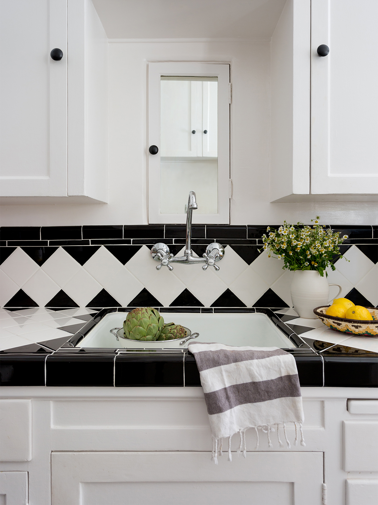 black and white kitchen