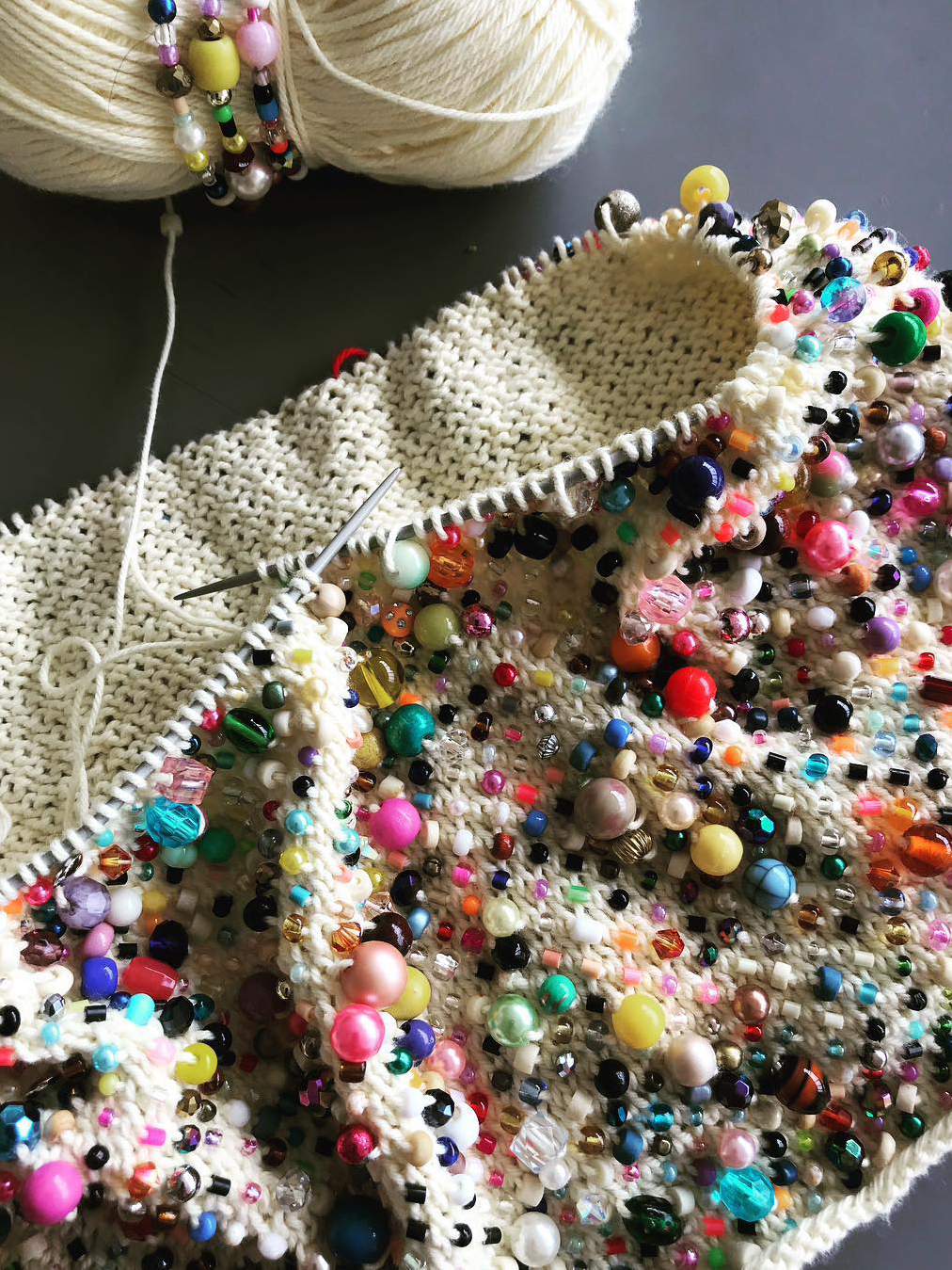 Beaded knitting project