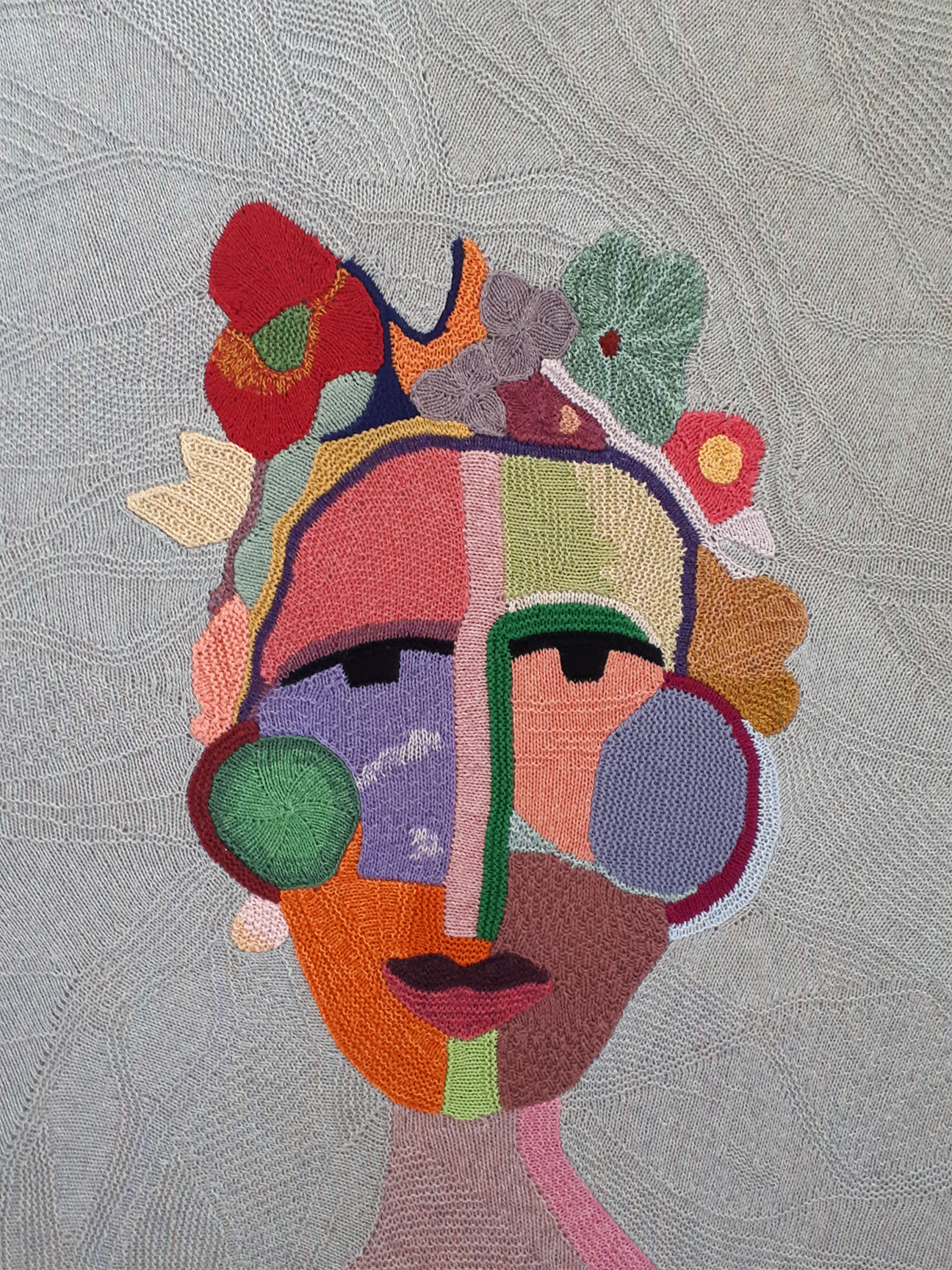 Knitted abstract portrait