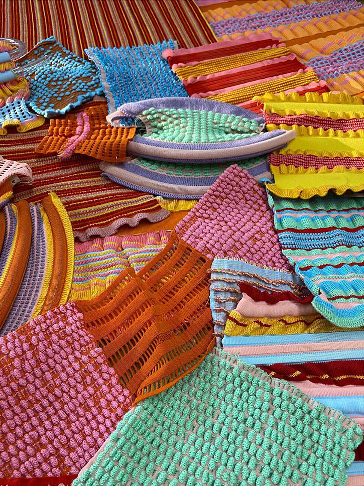 Colorful mixed knitted samples