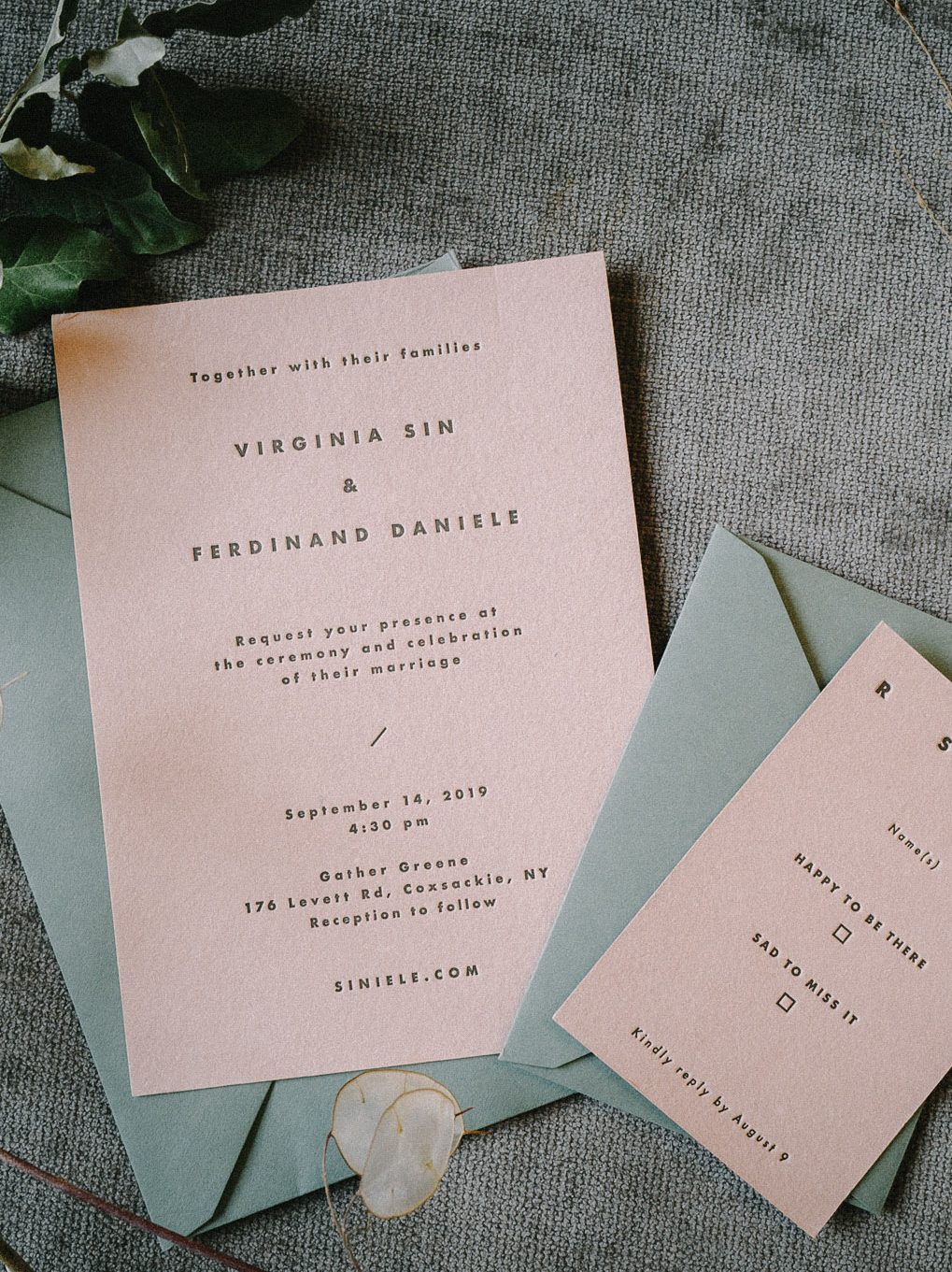 green and pink invites