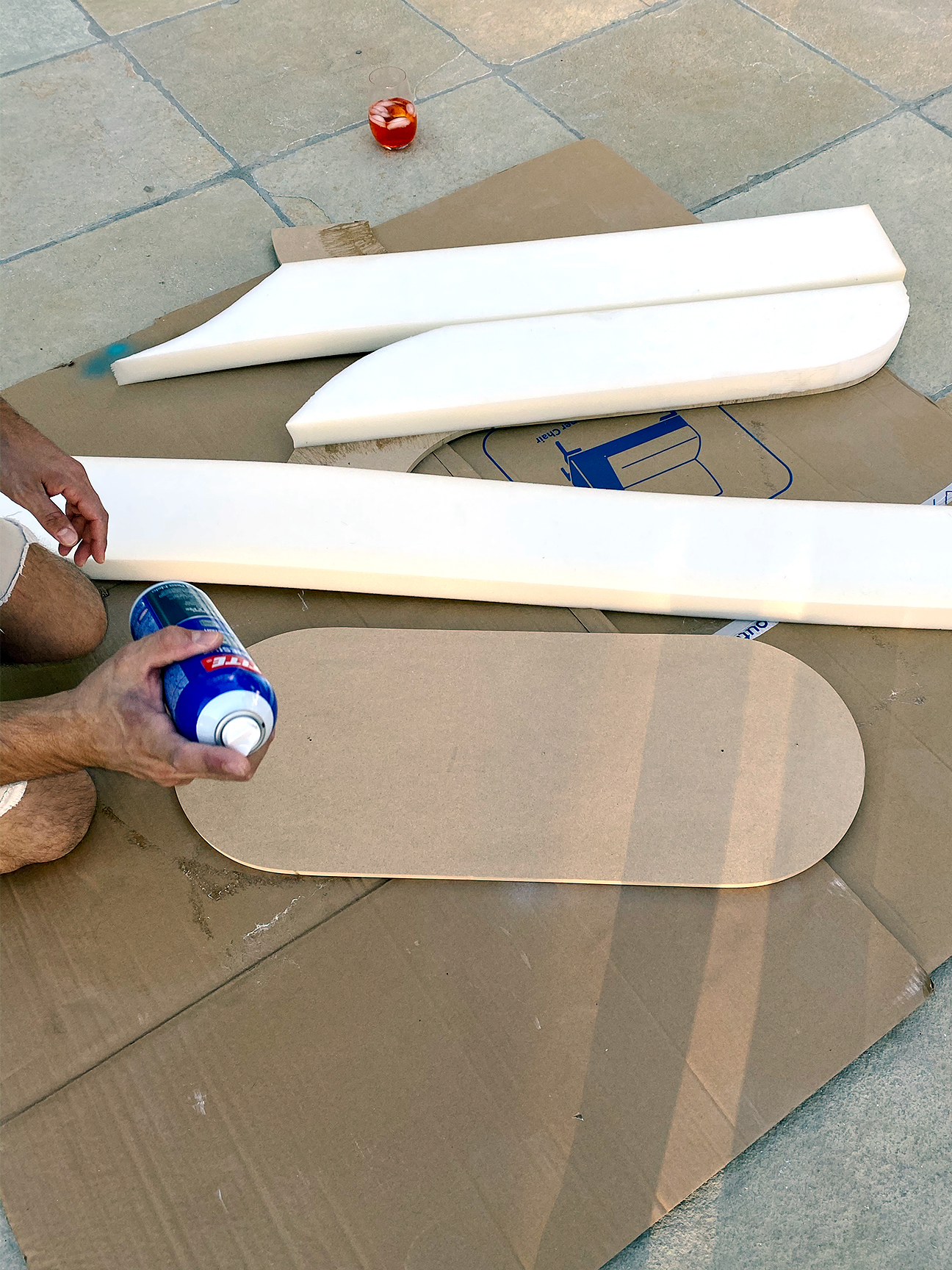 gluing foam to wood