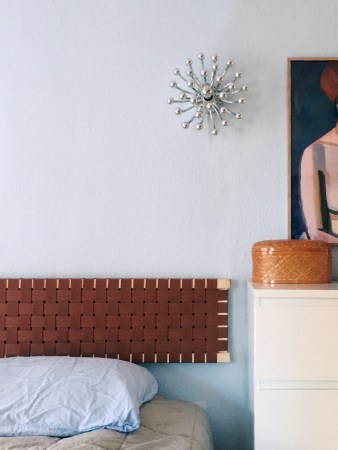 floating woven brown headboard