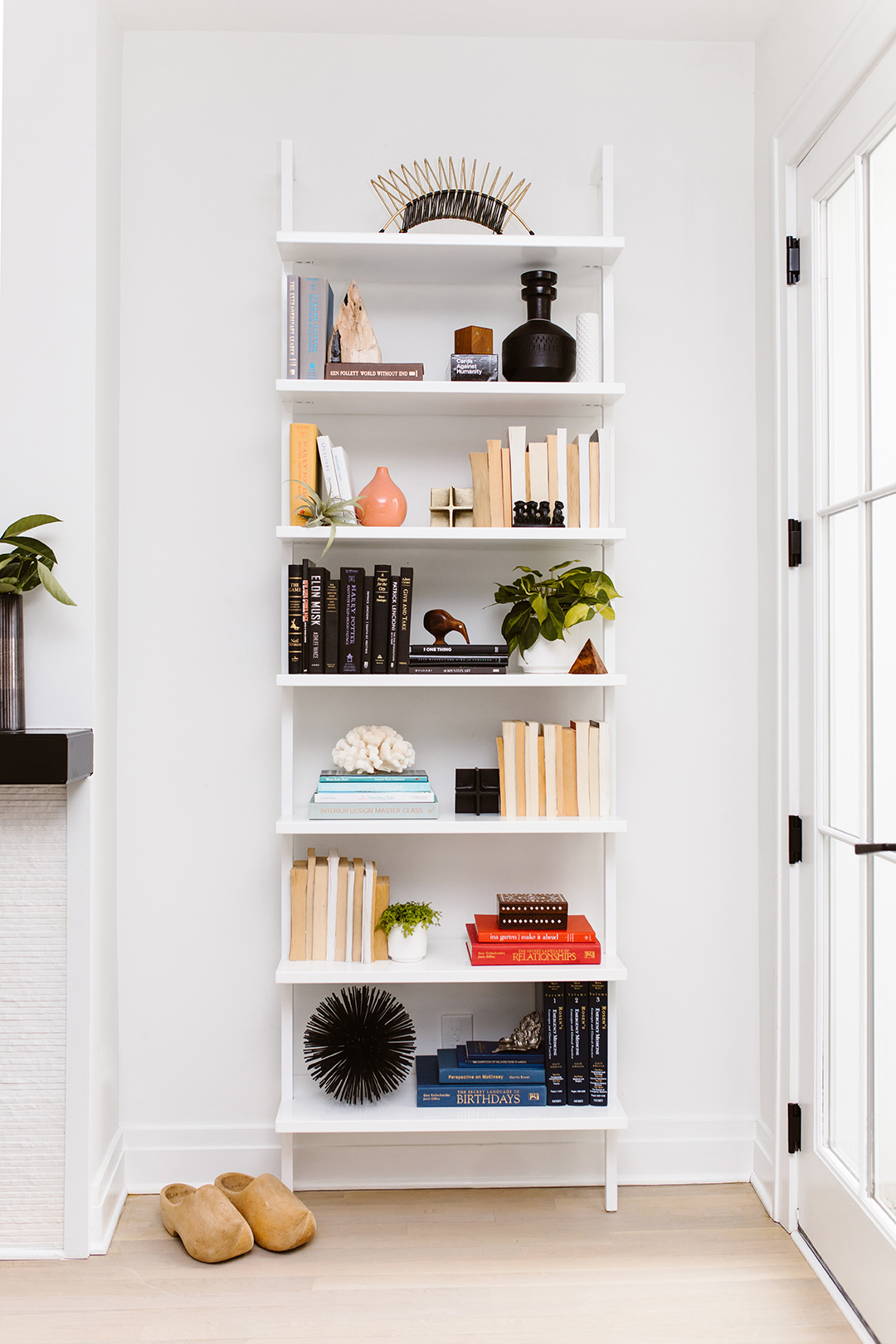 white shelves