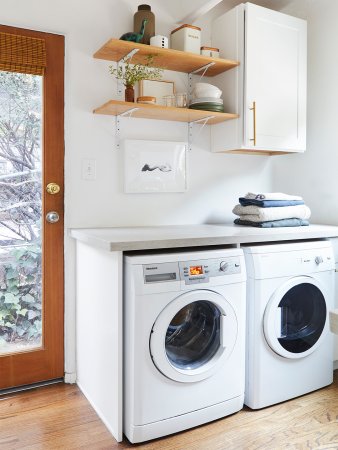 white laundry machines